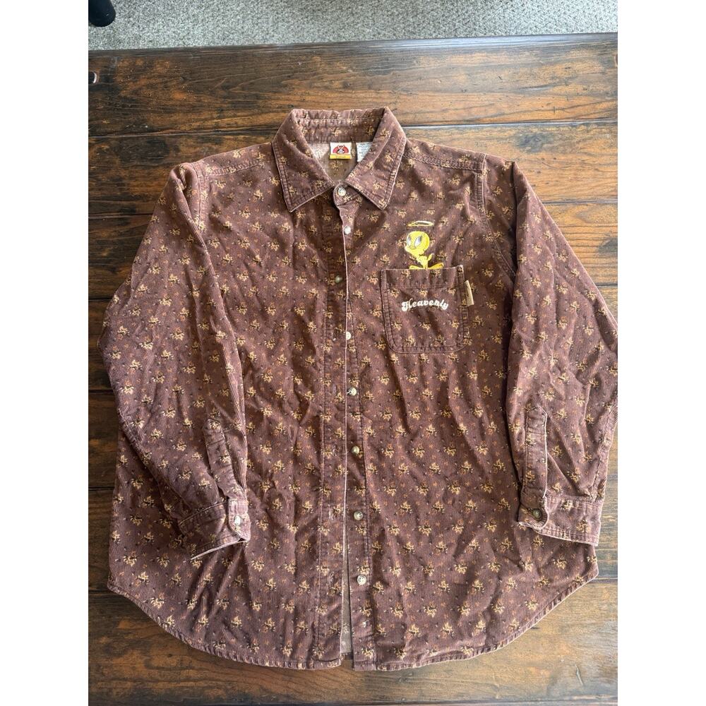 Vintage Looney Tunes Womens Tweety Bird Corduroy Shirt 14-16 - Picture 3 of 6